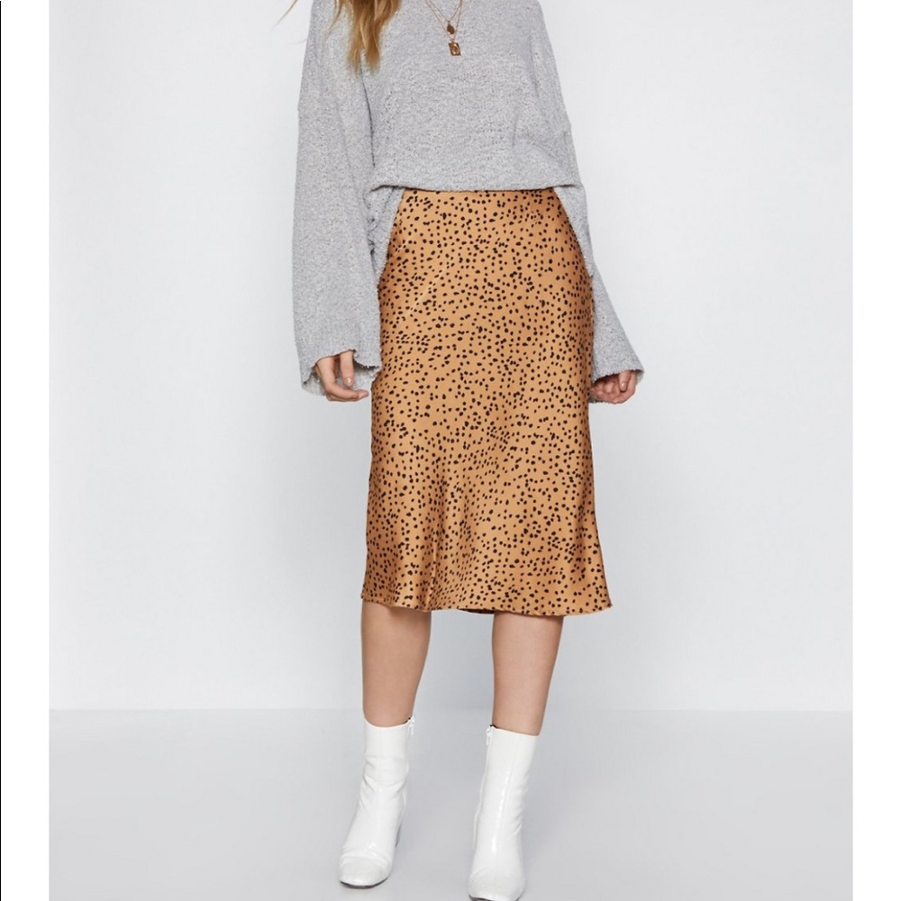 Spotty Leopard Print Midi Skirt